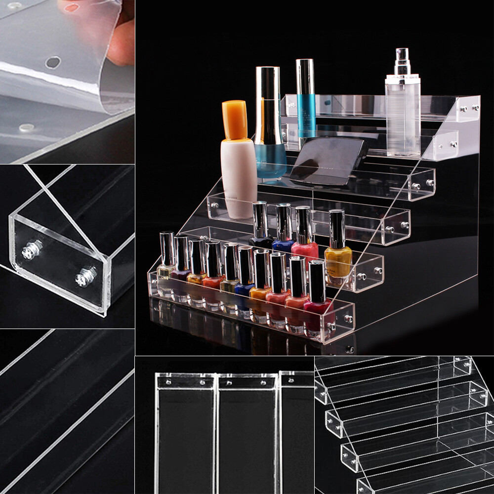 6-Tier Clear Acrylic Rack Perfume Makeup Ladder Display Stand Risers Shelf