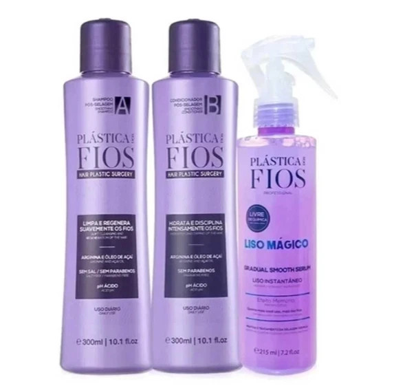 Cadiveu Plastica dos Fios Kit Liso Magico Shampoo Cond Post Sealing Pos Selagem