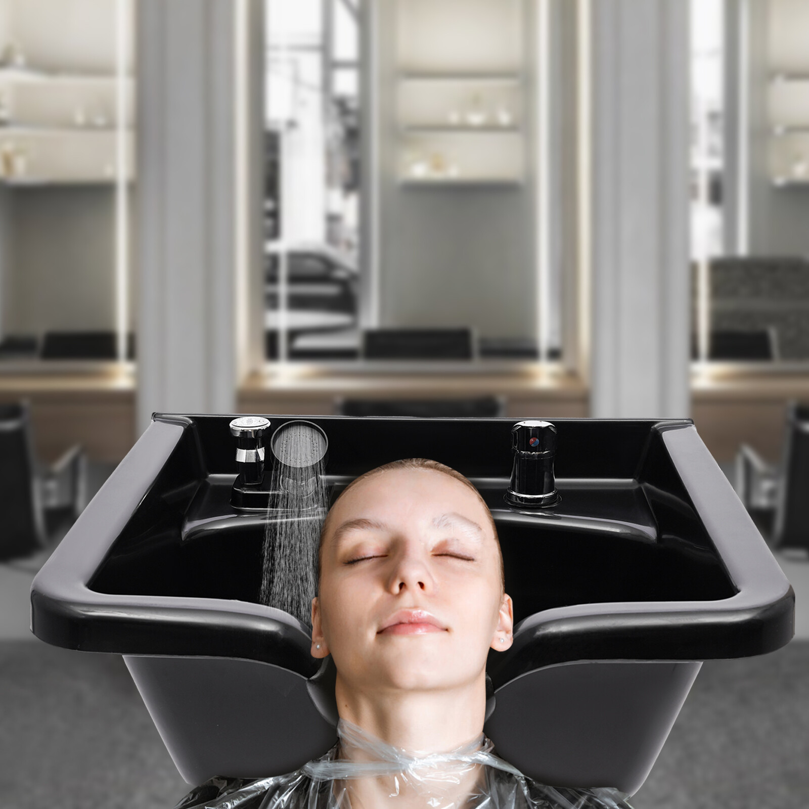 Beauty Salon Barber Shop Hair Equipment Shampoo Bowl Deep ABS Bowl Backwash Sink