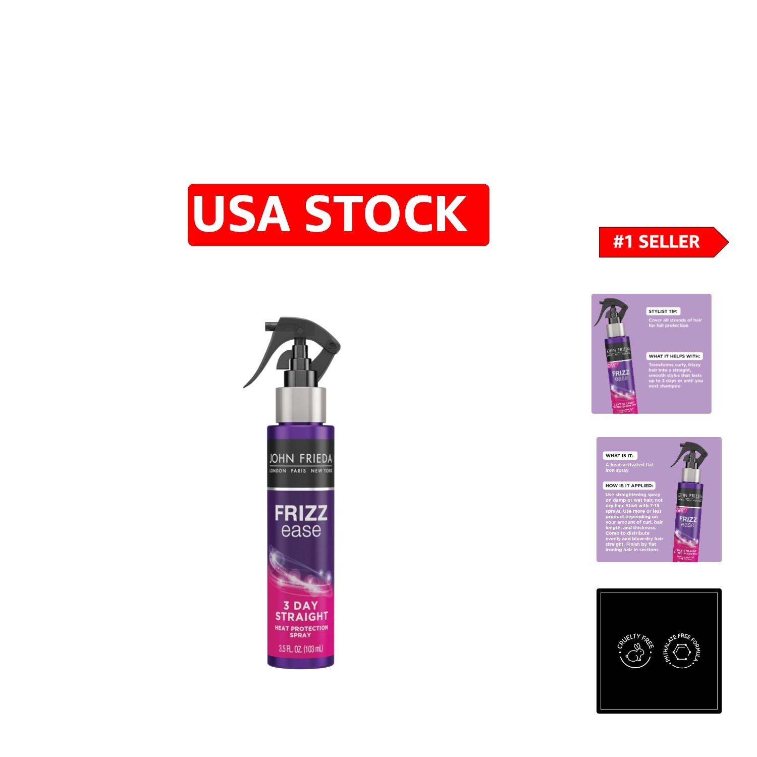 Frizz Ease 3 Day Straight Heat Protection Spray – Sleek & Frizz-Free Hair