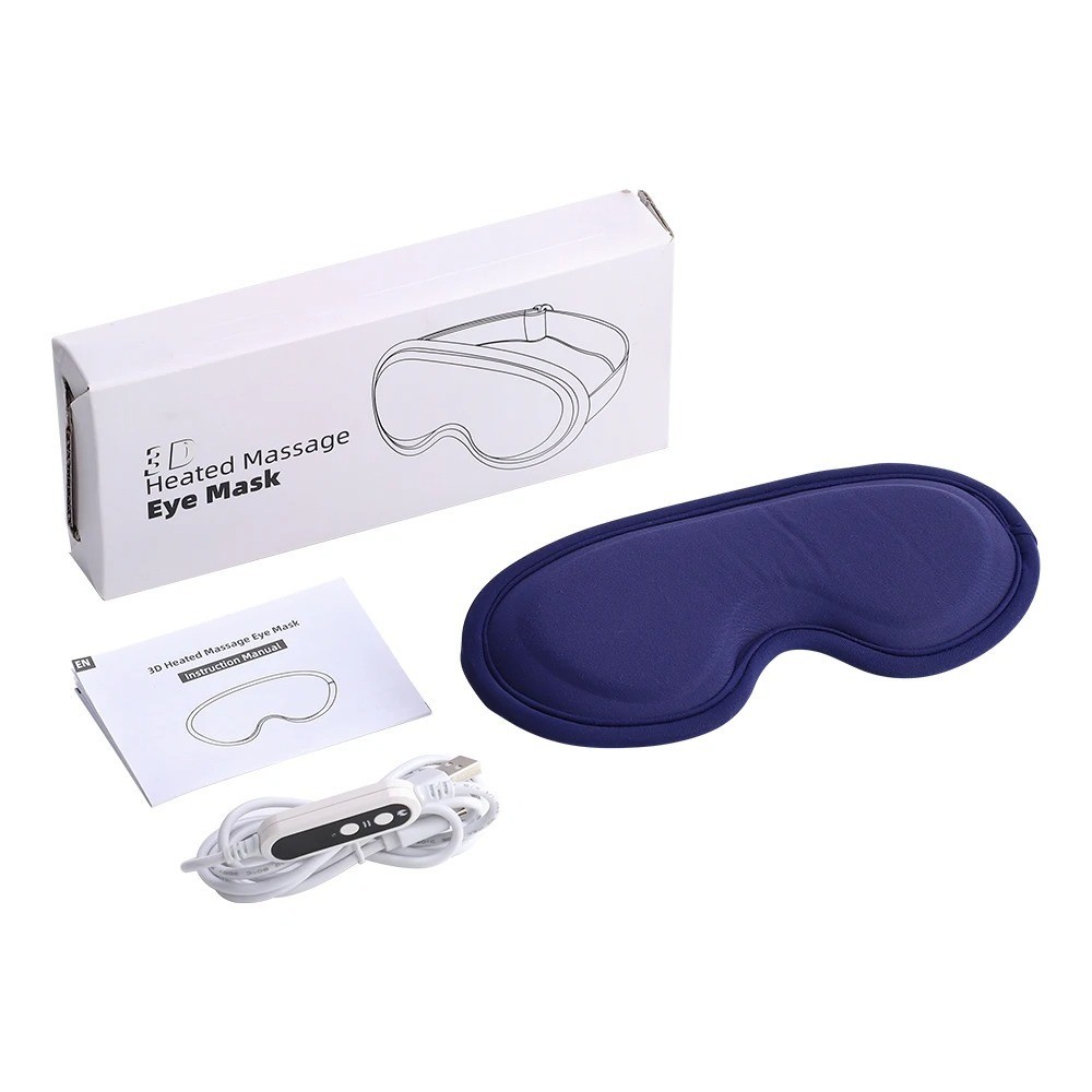 Heated Vibrating Eye Mask USB Warm Compress Massage Sleep Mask 5 Heat 6 Modes