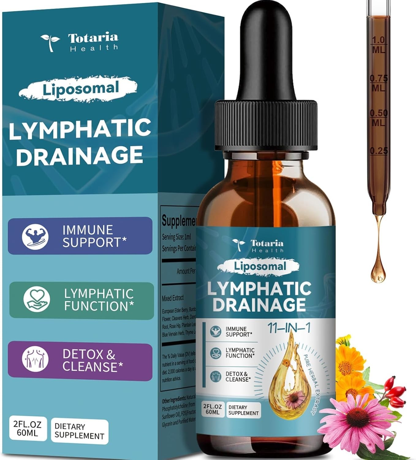 Liposomal Lymphatic Drainage Drops – 11-in-1 Organic – 2 fl.oz
