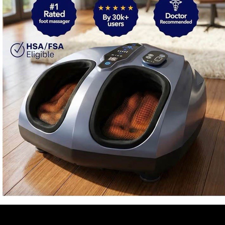 MIKO Heated Foot Massage Machine Air Compression Corded Electric Gray/Black