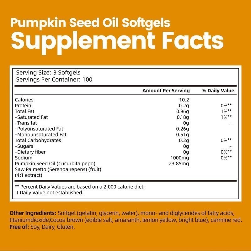 Pumpkin Seed Oil Saw Palmetto 1000mg Softgels Natural Prostate Support Free ship