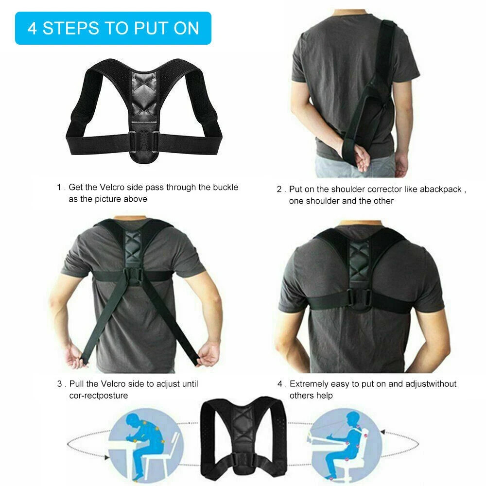 Posture Corrector Support Magnetic Back Shoulder Brace Belt Band For Men Women