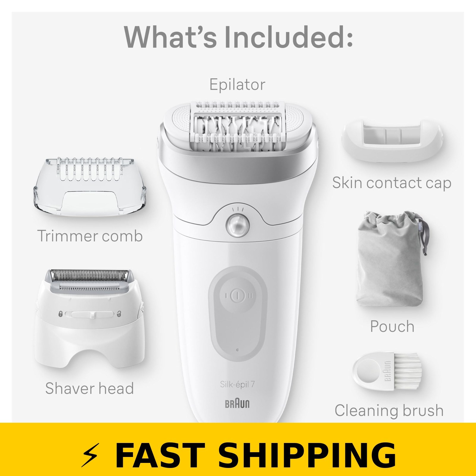 Braun Silk-épil 7 SE7-041 Epilator & Trimmer, Wet/Dry, Silver