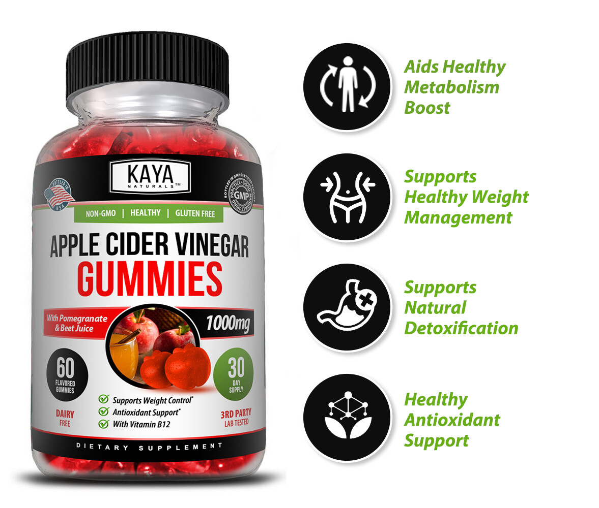 Apple Cider Vinegar Gummies 1000mg for Weight Loss & Cleanse – Compare to Goli