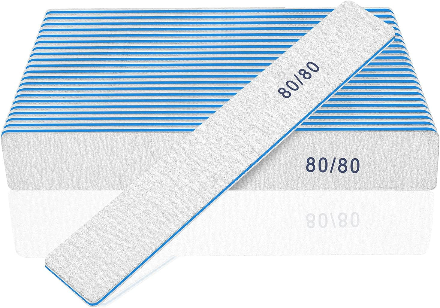 Professional 12-Pack Acrylic Nail Files, 80/80 Grit Emery Boards