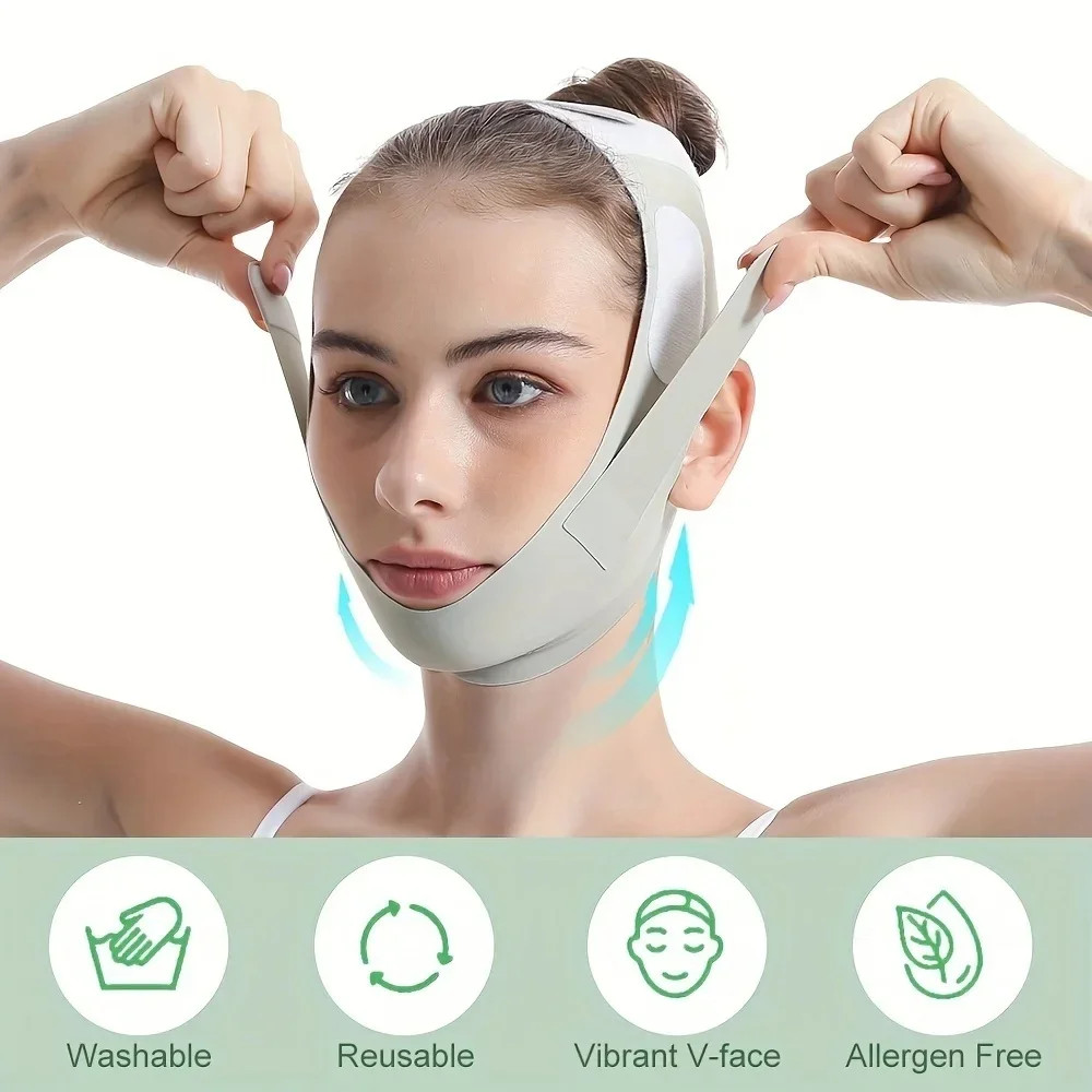 V-shape Face Lift Band Adjustable Breathable Reusable Facial Slimming Strap Doub