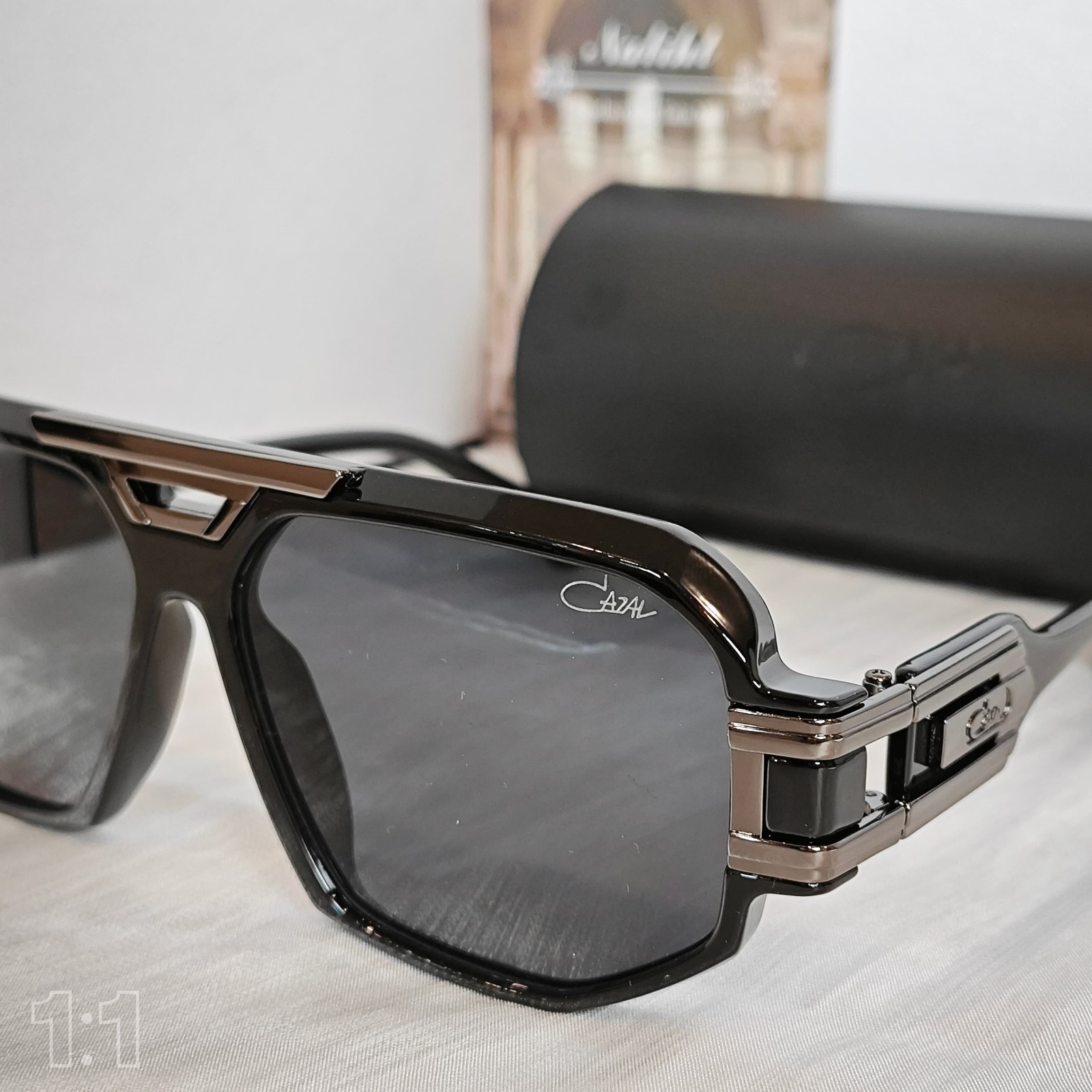 Cazal Sunglasses Glasses All Black Frame Black Lens Men’s Women’s Hiphop Eyewear