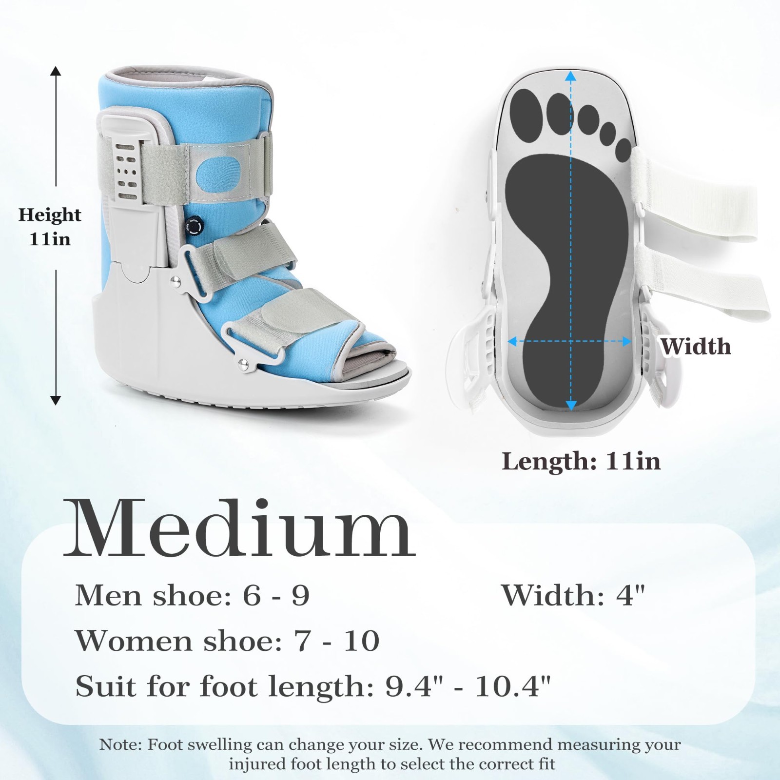 Adjustable Air Cam Walker Boot for Foot Injury, Fracture Support, Sprained Ankle