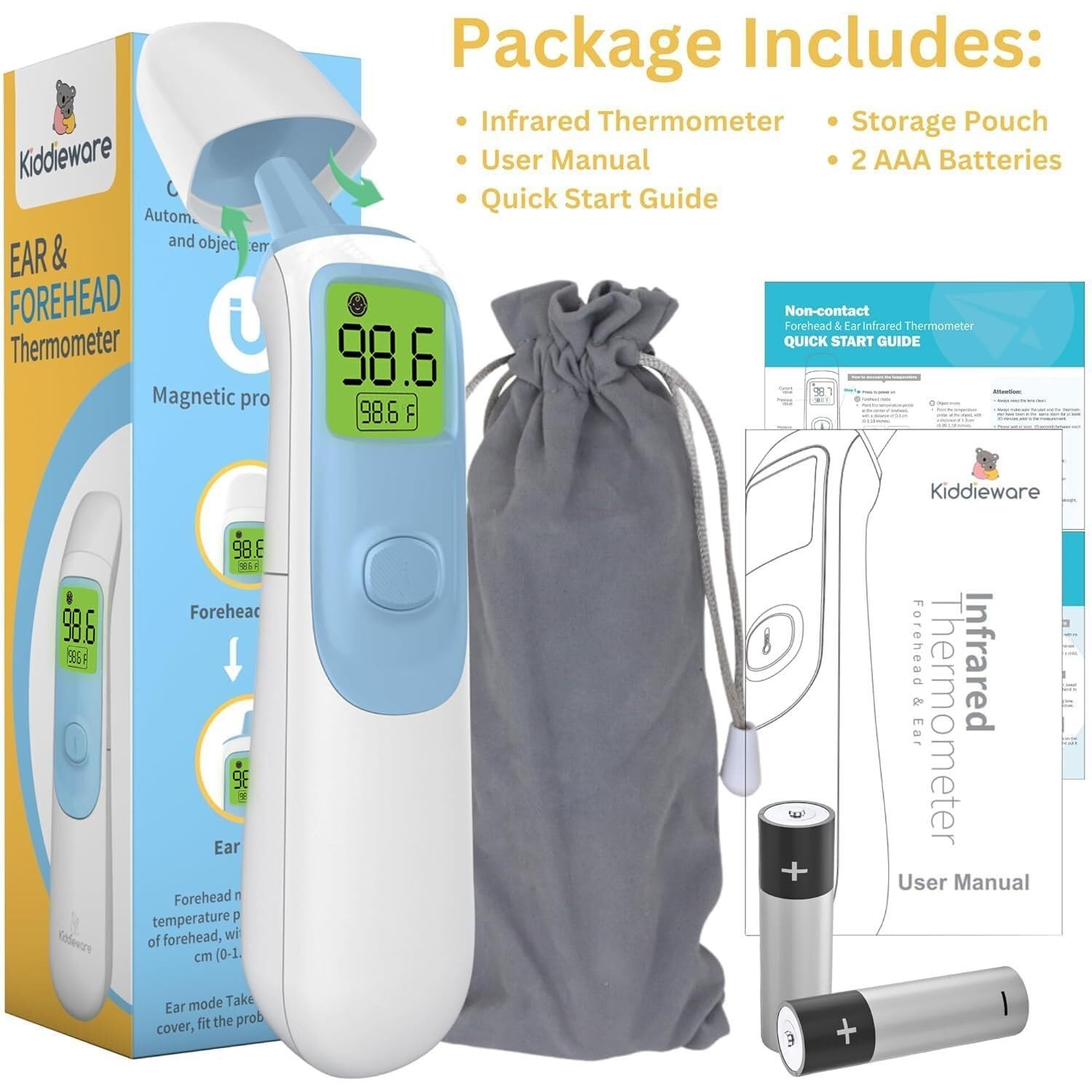 Digital Ear and Forehead Thermometer for Infants to Adults Instant Read