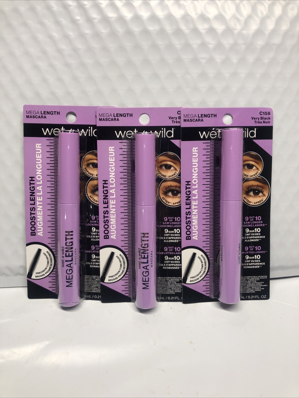 3 Pack Wet N Wild Mega Length Very Black Mascara C158 01001547