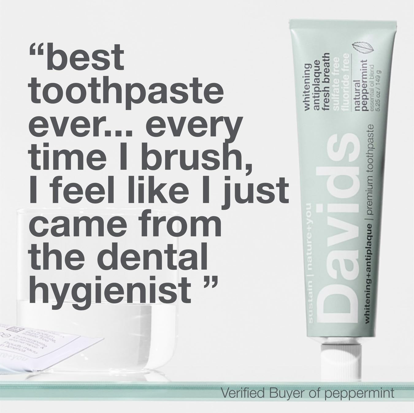 Davids Fluoride Free Toothpaste, Teeth Whitening, Antiplaque, SLS (Sulfate) Free