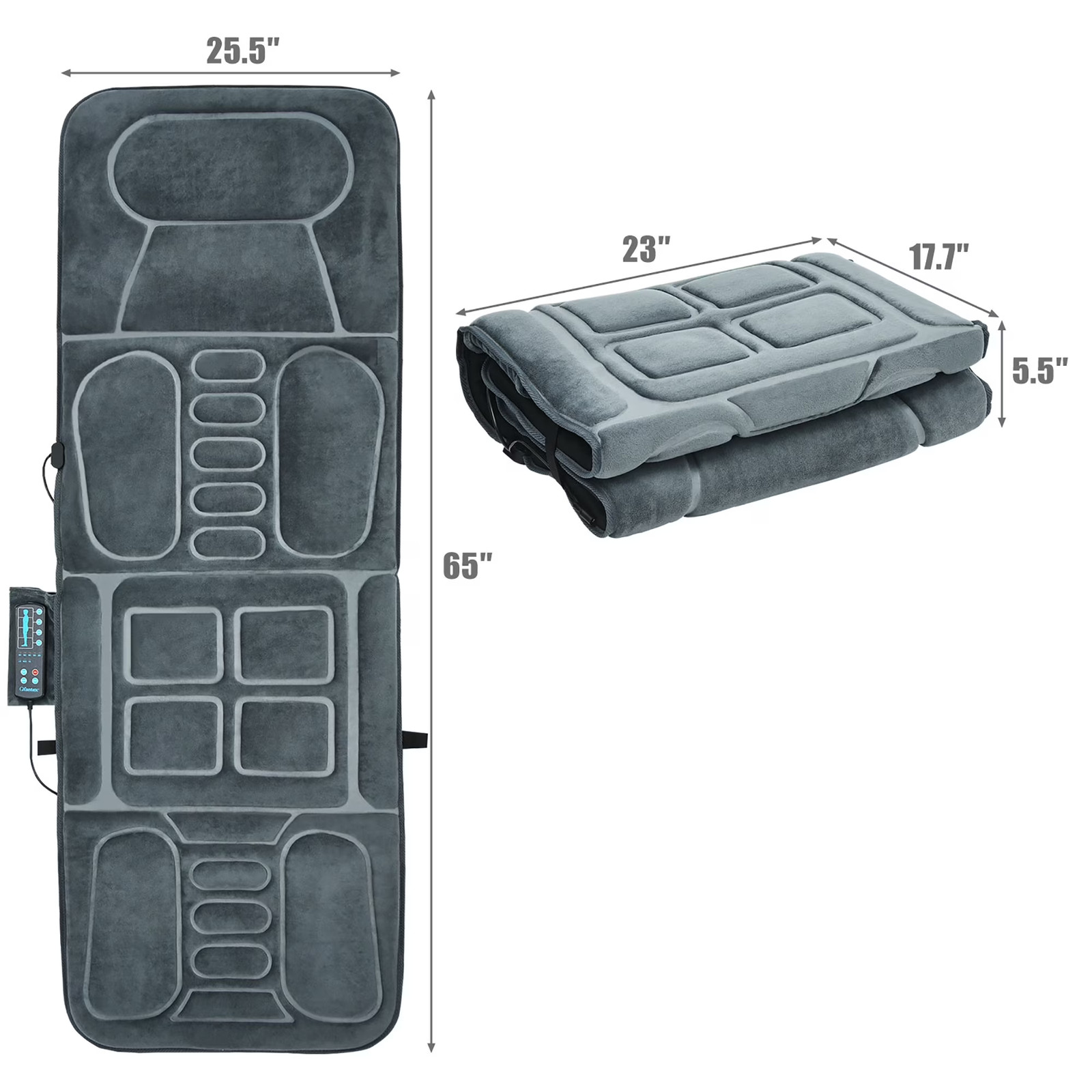 Full Body Massage Mat Heat Vibration Bed Chair Sofa Back Neck Muscle Relief Pad