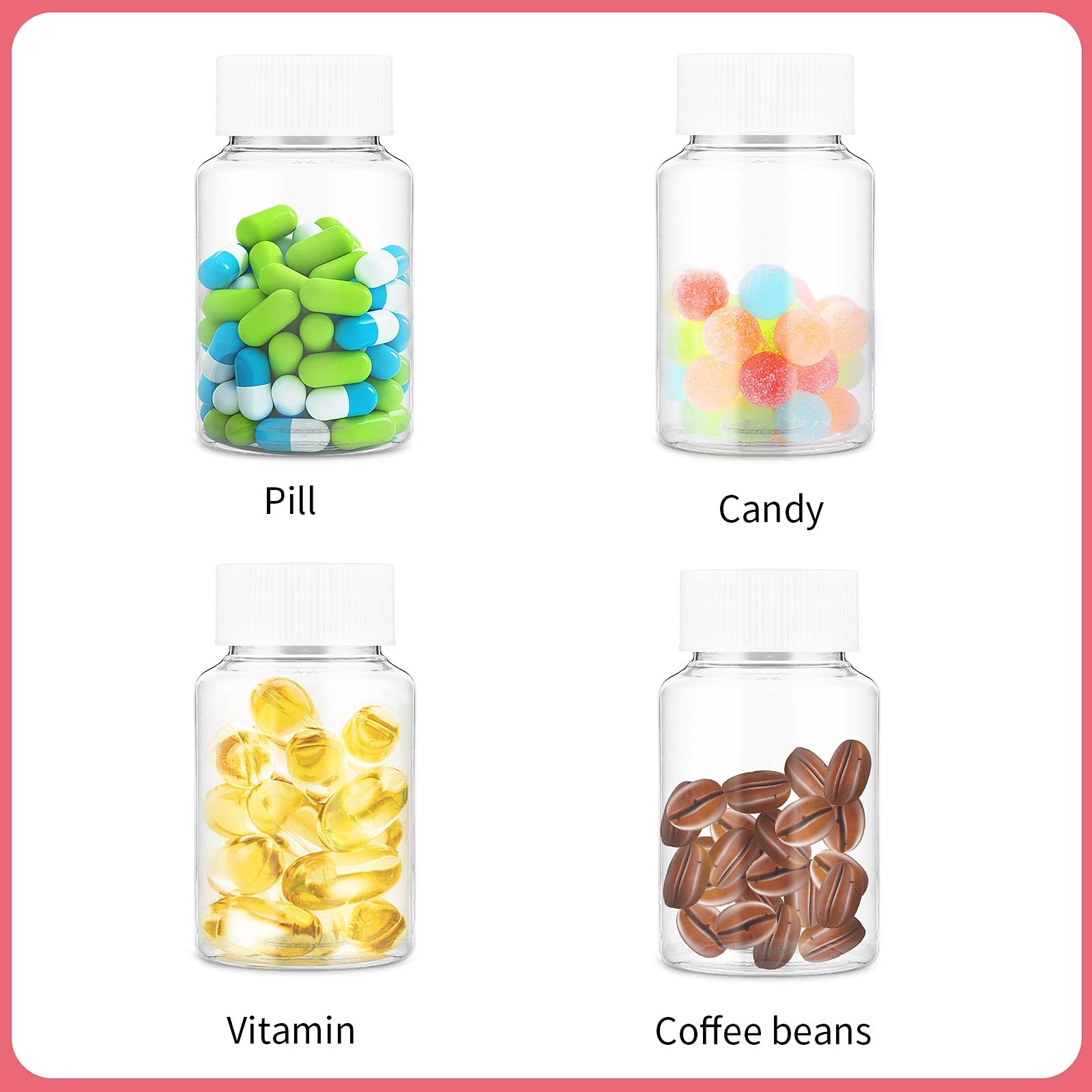 4Pcs Clear Pill Bottles, Empty Plastic Medicine Bottles, Reagent Bottle with …