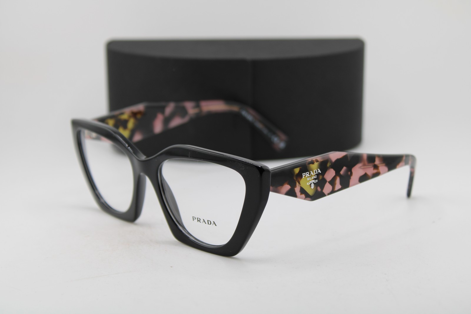 NEW PRADA MILANO VPR 09Y 21B-1O1 BLACK PINK HAVANA AUTHENTIC EYEGLASSES 54-18