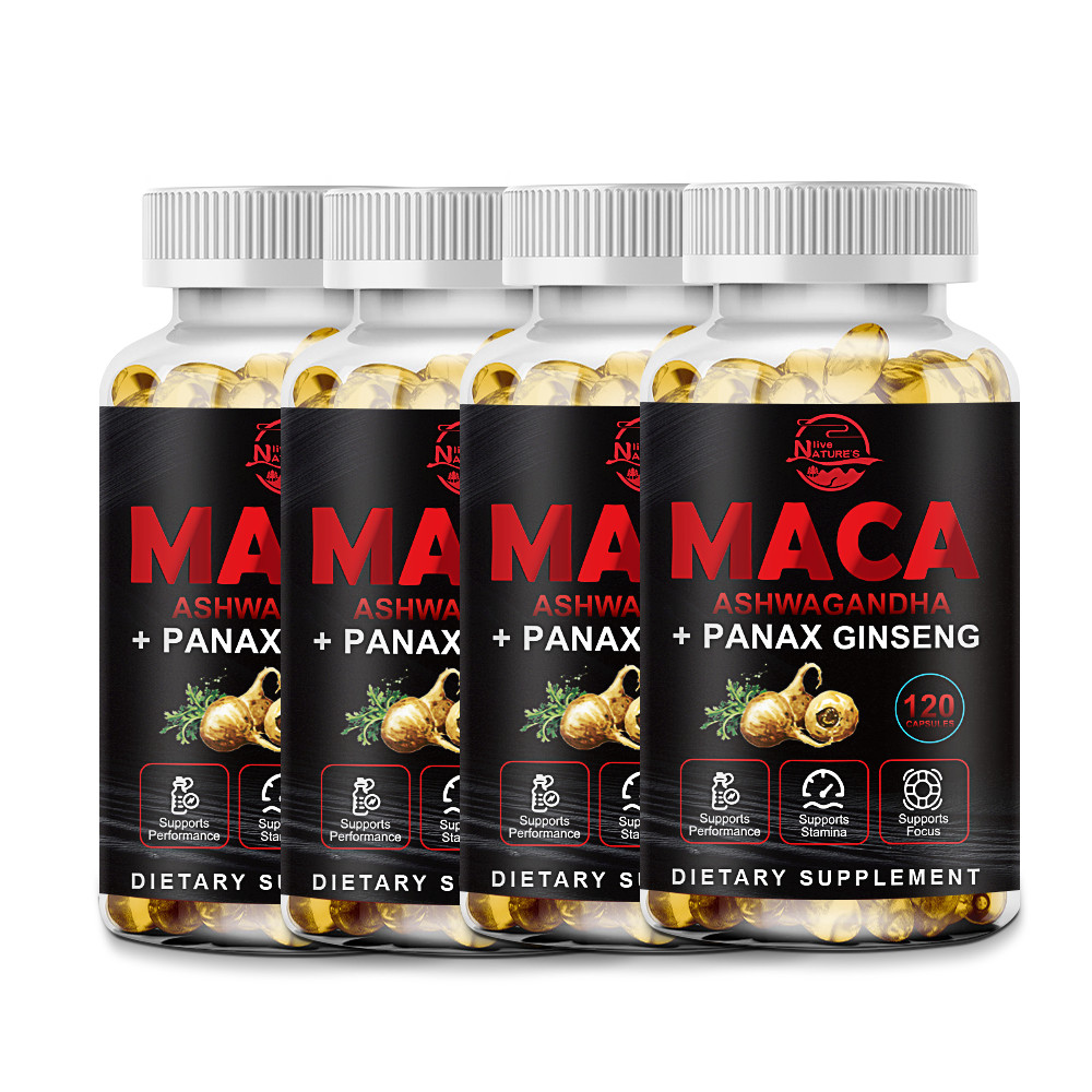 Organic Maca Root + Panax Ginseng 12000mg, Peruvian Maca Extract for Men & Women