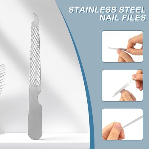 3 PCS Stainless Steel Nail File Metal Double Sided Nail File with Curved