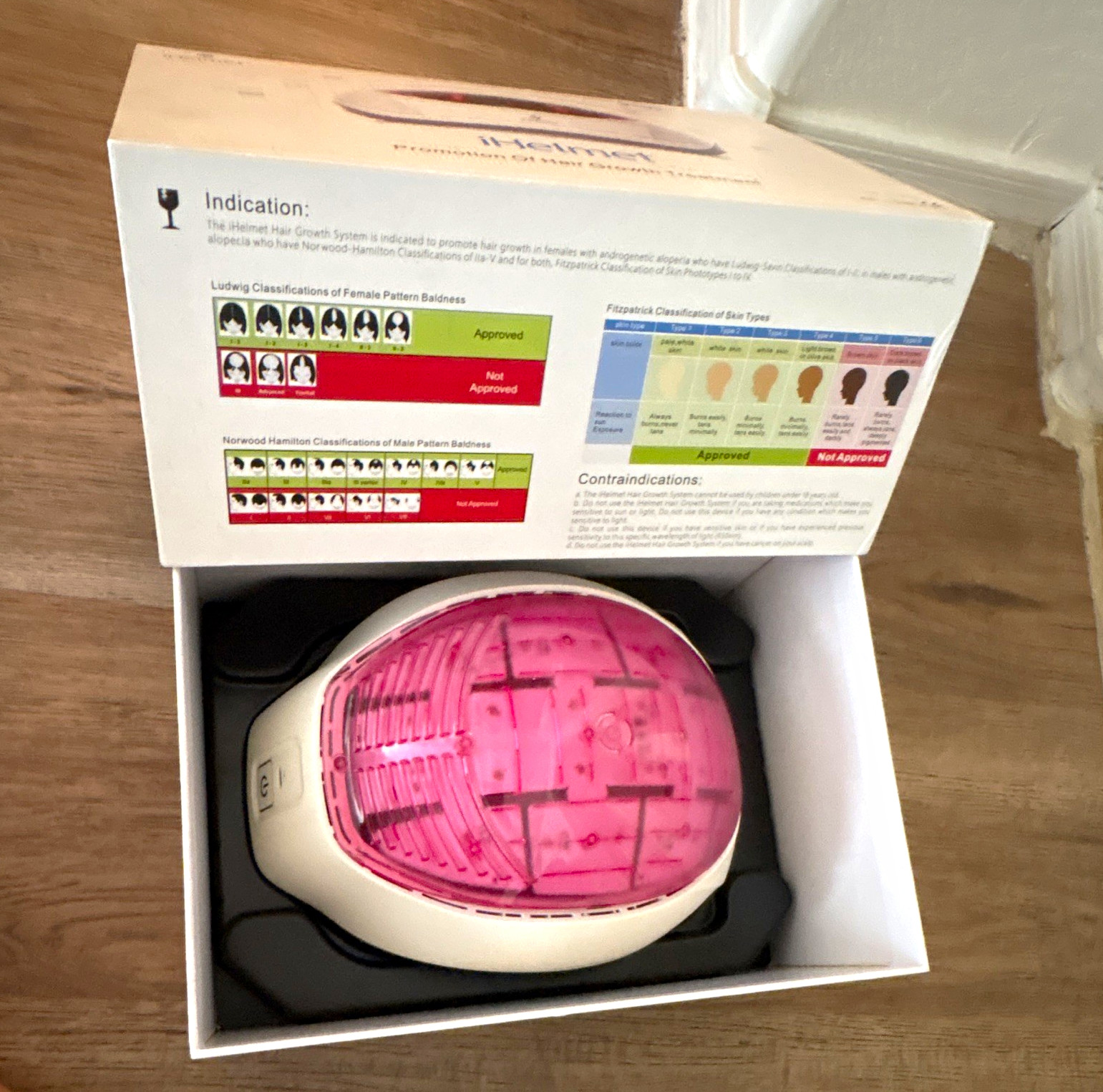 iHelmet Laser Hair Growth Helmet for Head – White & Pink Color