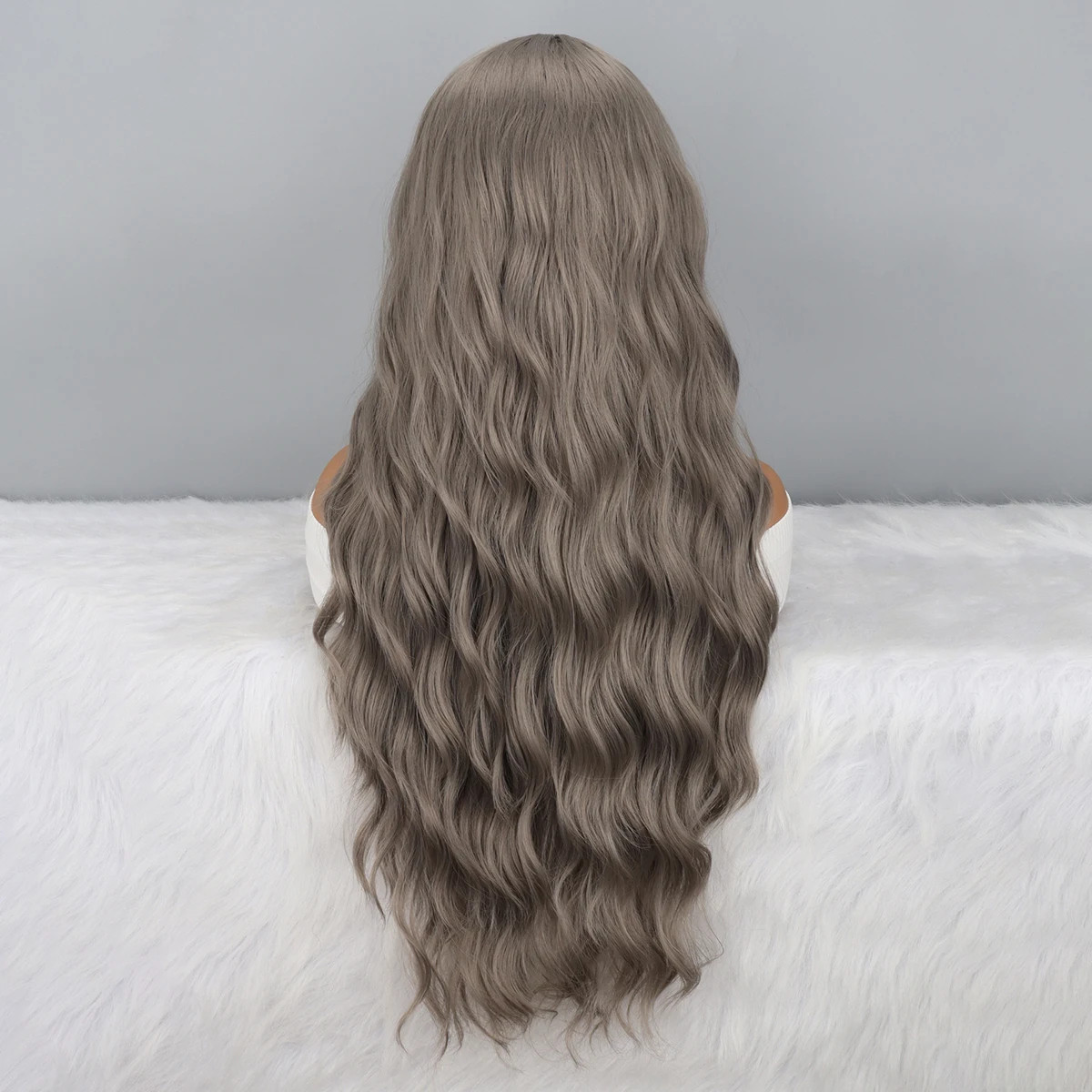 Long Wavy Middle Part Wig No Bangs Synthetic Curly Hair Women Party Cosplay