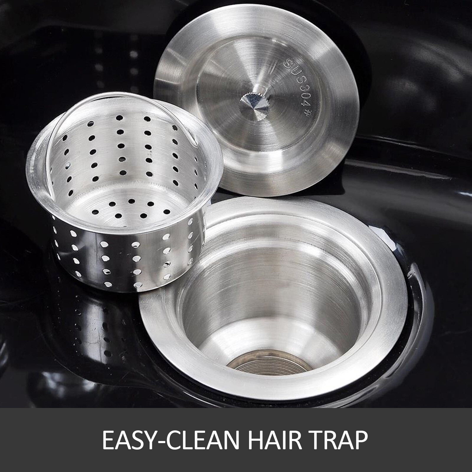 VEVOR Black Square ABS Plastic Shampoo Bowl Salon Pool SPA Plastic Spa Cabinet
