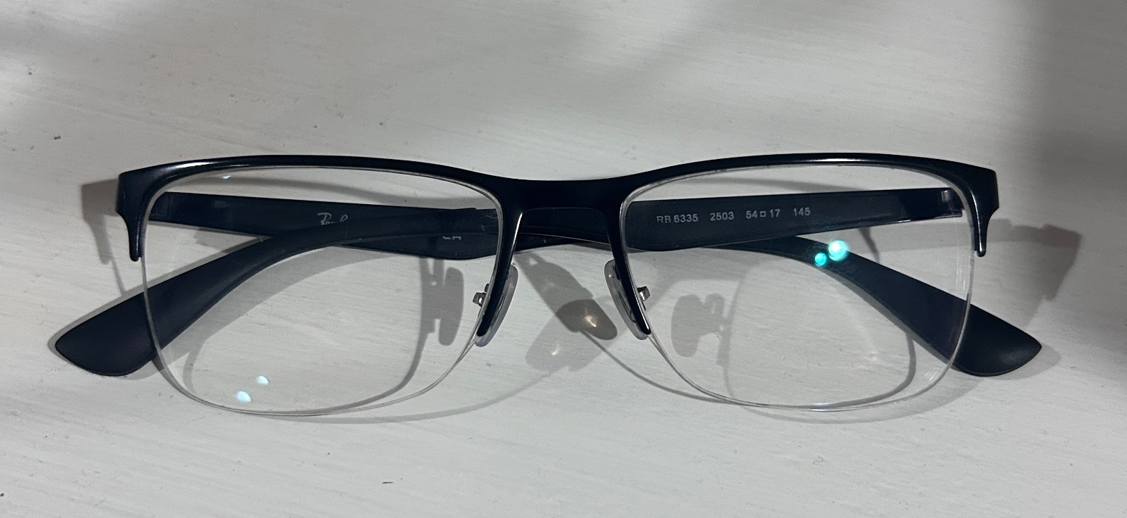 RAY-BAN EYEGLASSES FRAMES ONLY RB6335-2503 BLACK HALF RIM 54-17-145