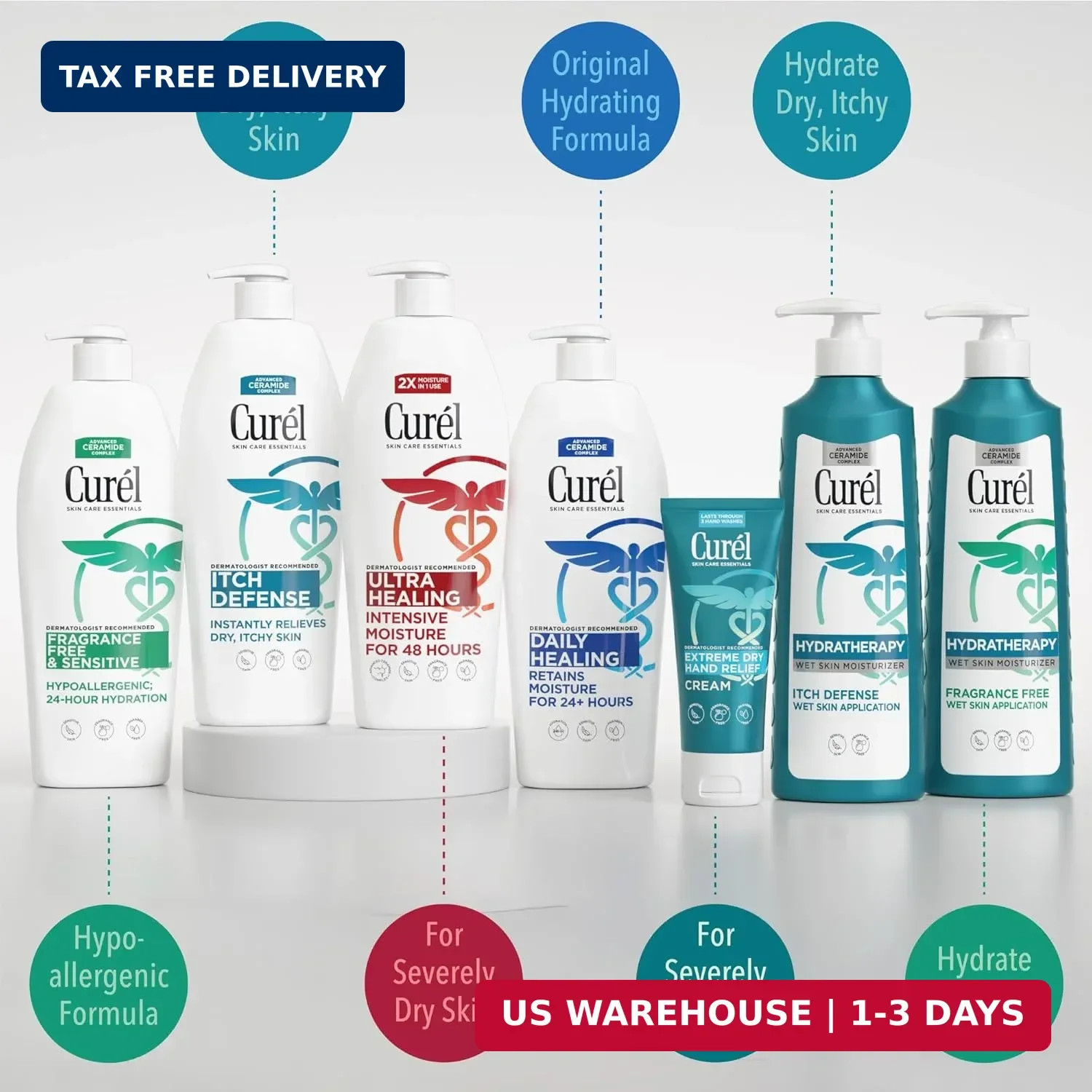 Curel Itch Defense Lotion for Sensitive and Dry Skin, Hand and Body Lotion that