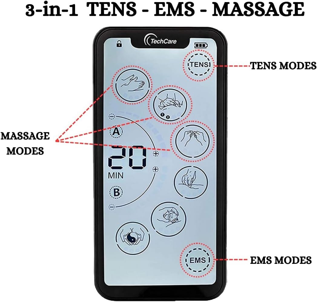 Touchscreen EMS Device, Dual Channel, Rechargeable, Deep Tissue Pain Relief