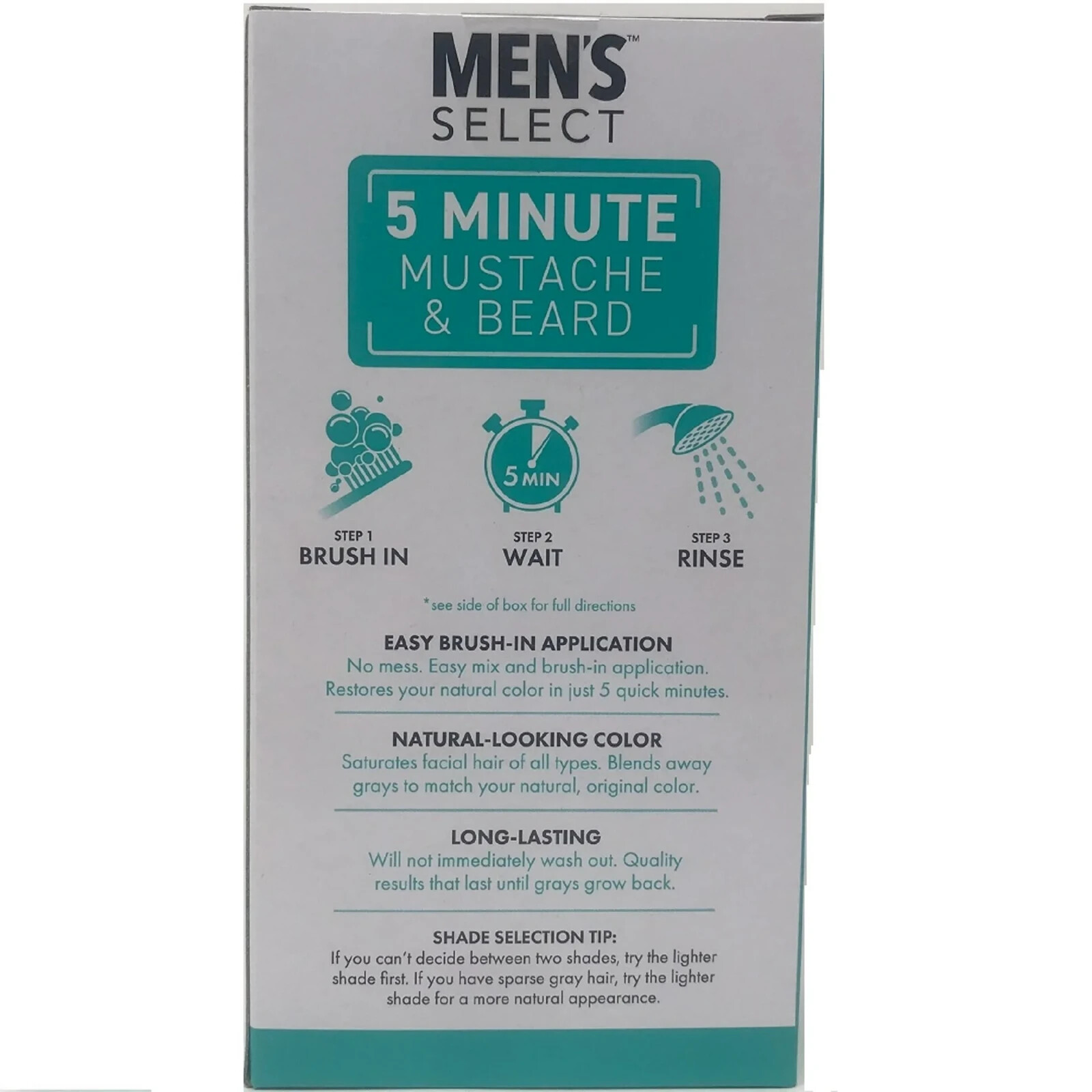 6 Pack – Men’s Select 5 Minute Mustache & Beard Black Brush-in Facial Hair Dye