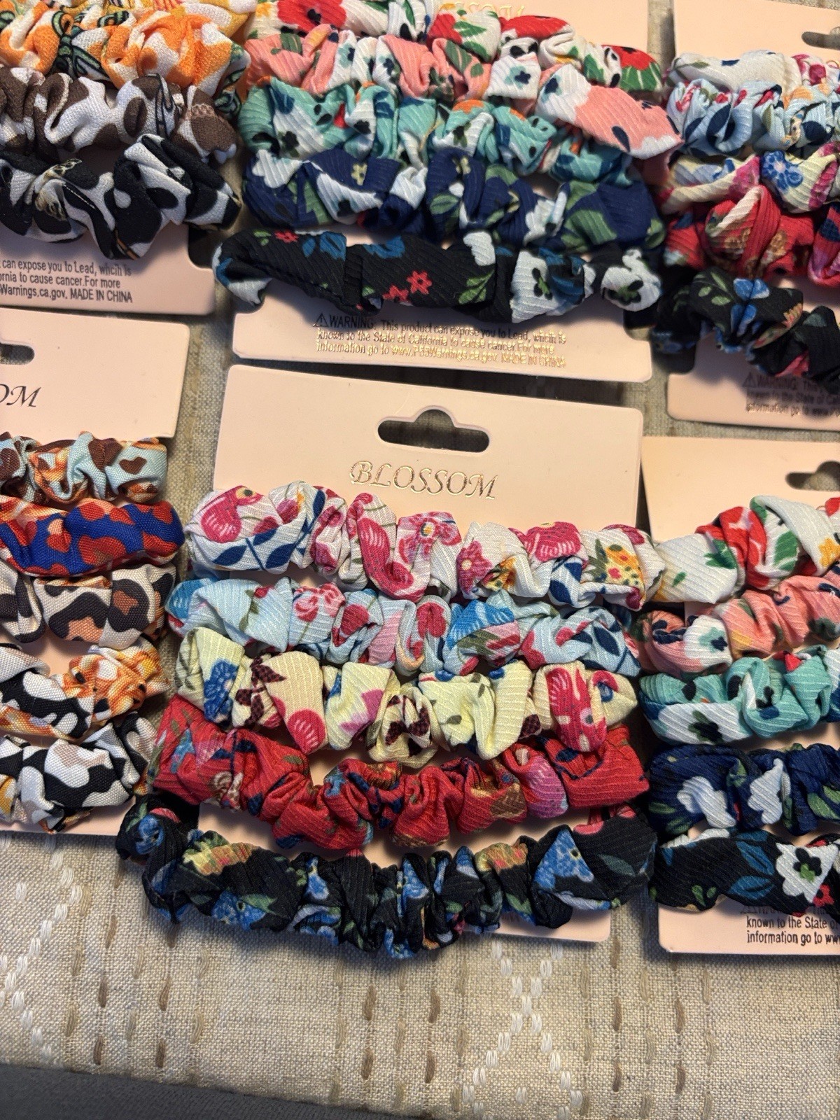 BLOSSOM Multicolor Fabric Hair Scrunchies for Women, All Hair Types
