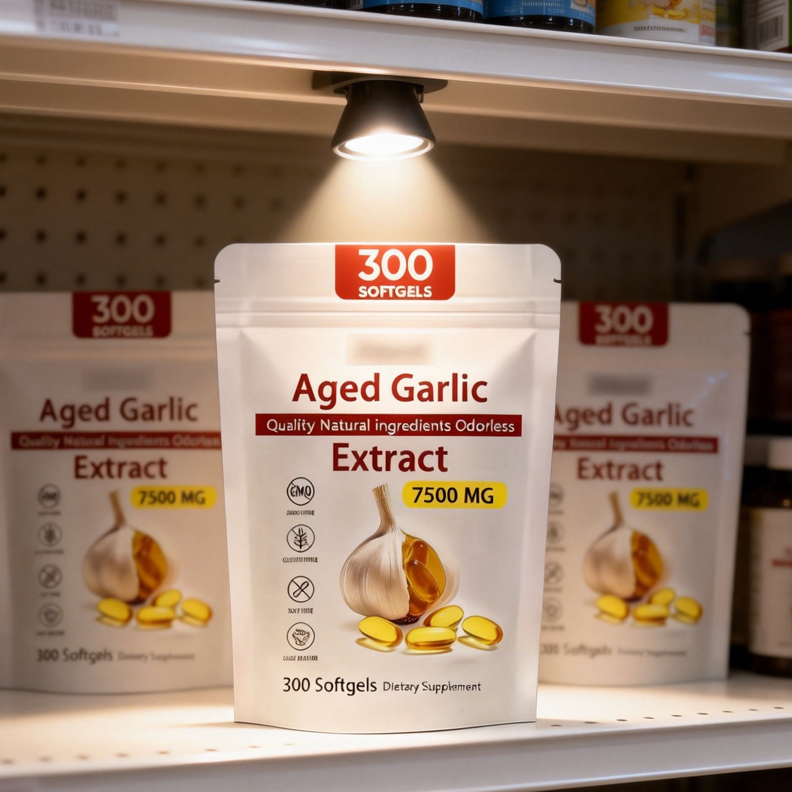 2Pack Elare Aged Garlic Extract, 300 Softgels, 7500mg Odorless Heart & Immune