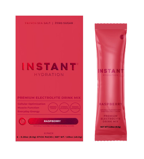 Instant Hydration Sugar Free Electrolyte Powder, Raspberry, 6 Sticks