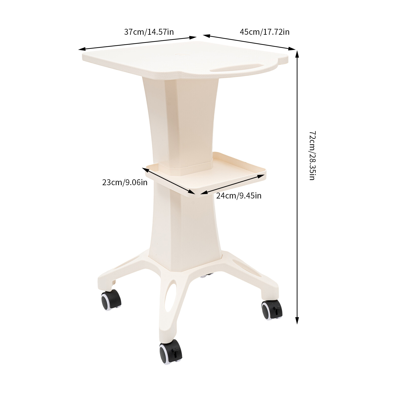 Beauty Trolley ABS Salon Pedestal Rolling Cart Silent Wheel Equipment Stand USA