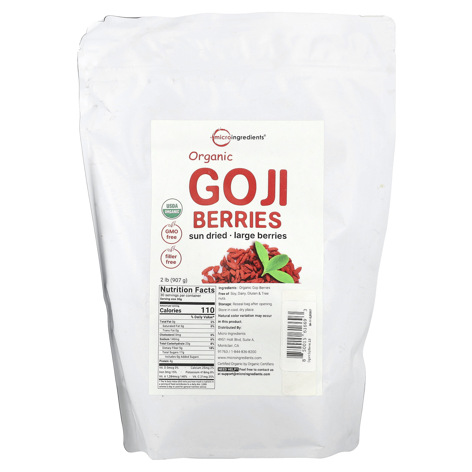 Organic Goji Berries , 2 lb (907 g)