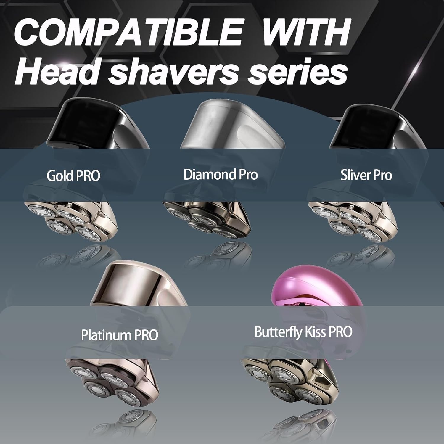 2Pack Pro 4 Shaver Replacement Heads for Skulls Pitbulls Series Gold PRO, Sil…