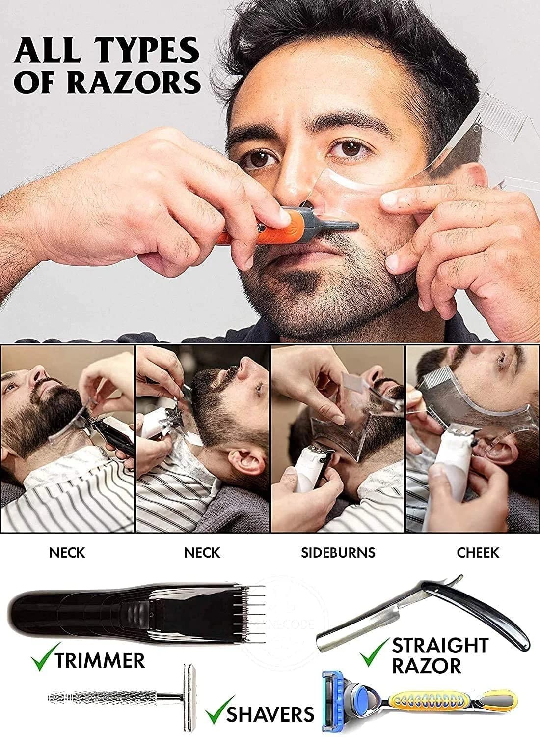 Beard Shaping & Styling Tool With Comb for Large (2 Count), Clear-1pcs