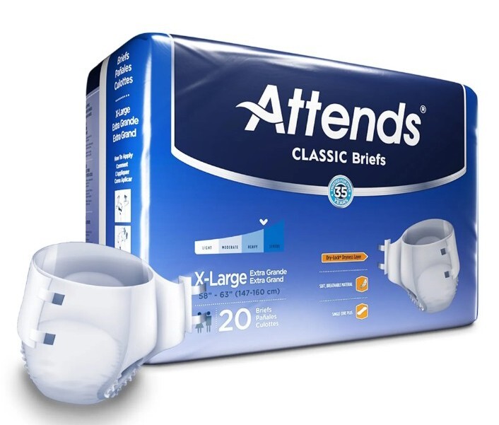 Attends Adult Unisex Classic Briefs XL Quantity 20 #AdultDiapers #Incontinence