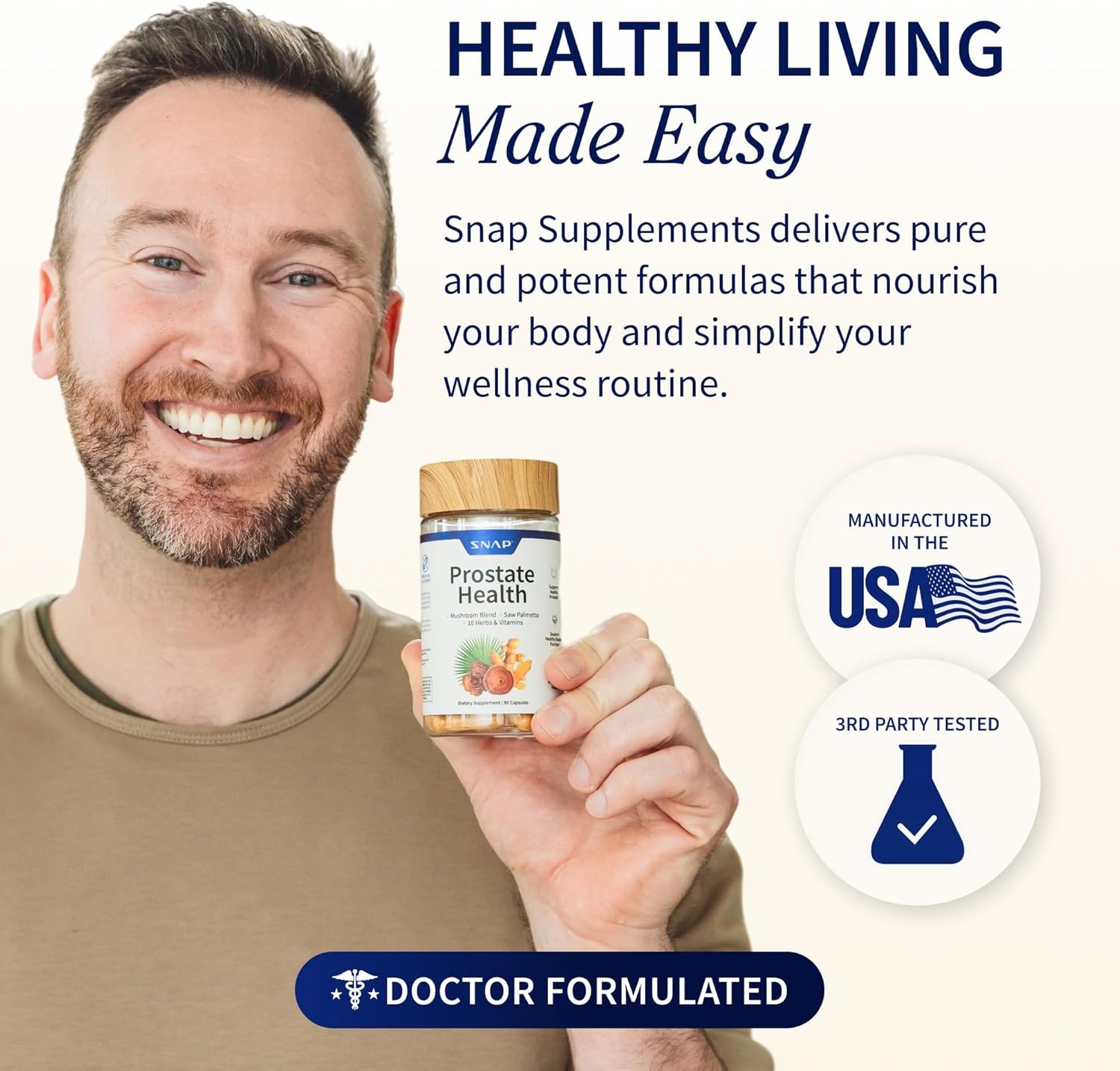 Snap Supplements Prostate Health Supplement w/Saw Palmetto for Men,DHT Blocker