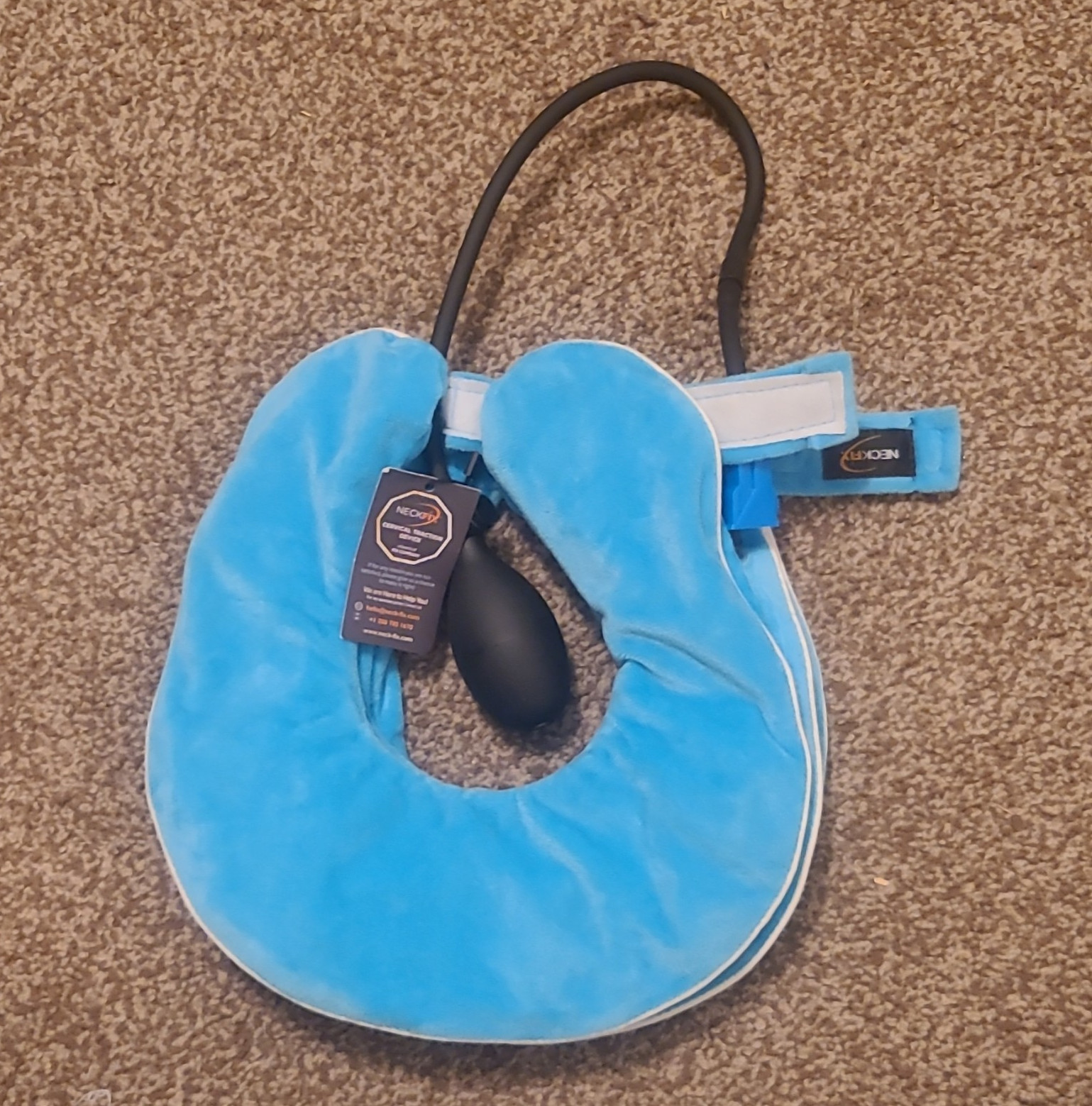 NeckFix Inflatable Cervical Traction Collar Adjustable Blue One Size Pain Relief