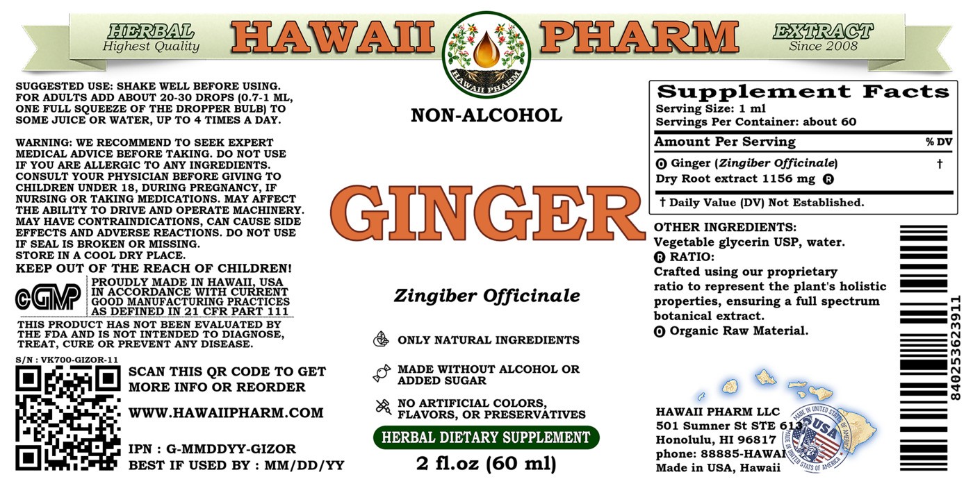 Ginger (Zingiber Officinale) Organic Dried Root Liquid Extract
