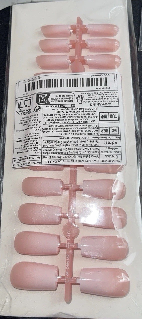 Medium Length Press-On Nails 120pcs Gradient Pink & White Glossy 12 Sizes NEW