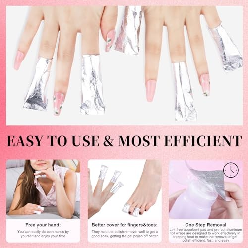 Nail Foil – 300PCS Foil Nail Wraps Gel Nail Polish Remover Foil 300 Piece Set