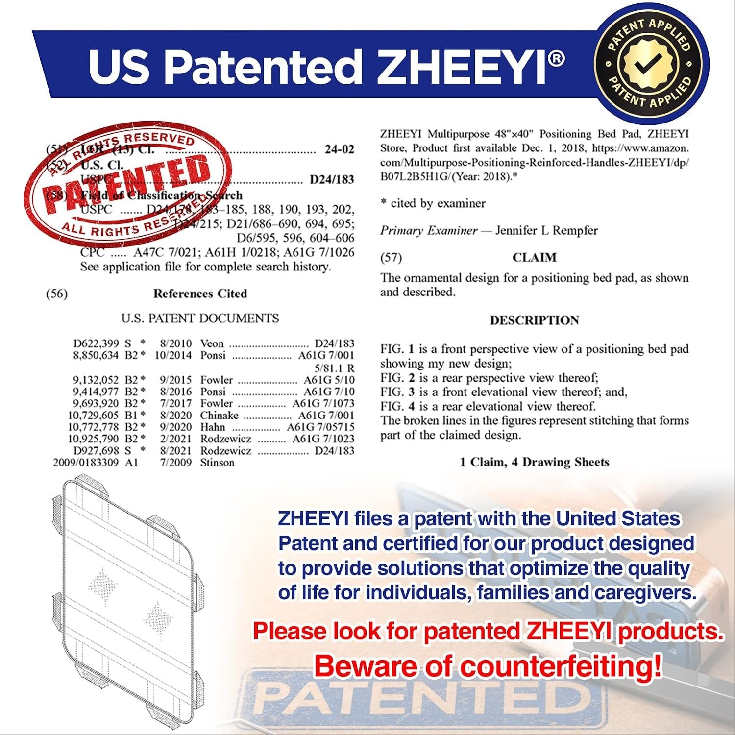 Lightweight & Machine Washable Patient Positioning Sheet – 48″ x 40″ Comfort