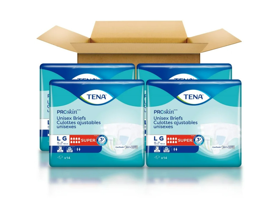TENA ProSkin Adult Diapers Large 56 Count Super Absorbency Unisex Incontinence U
