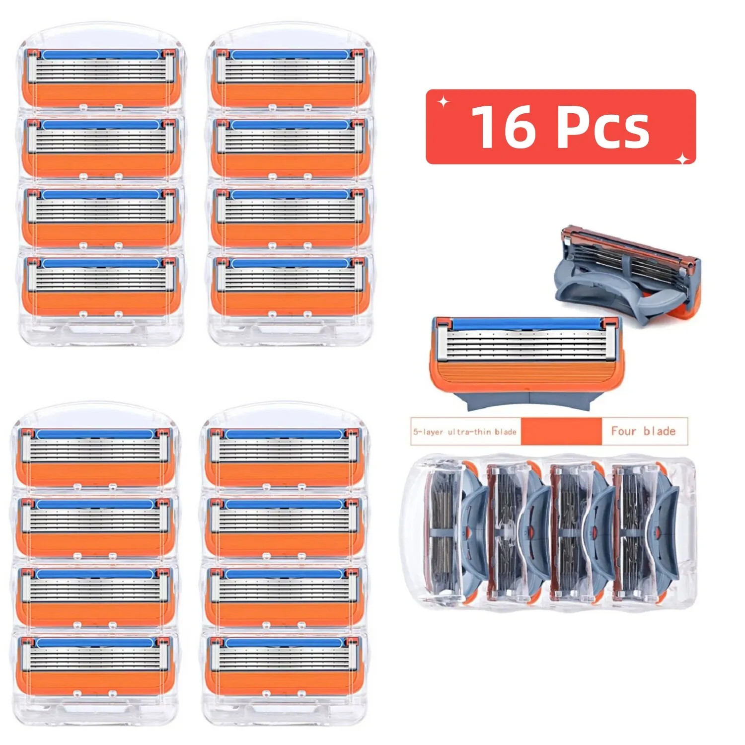 16PCS Shaving Razor Blades Refills Compatible for Fusion 5 Proglide