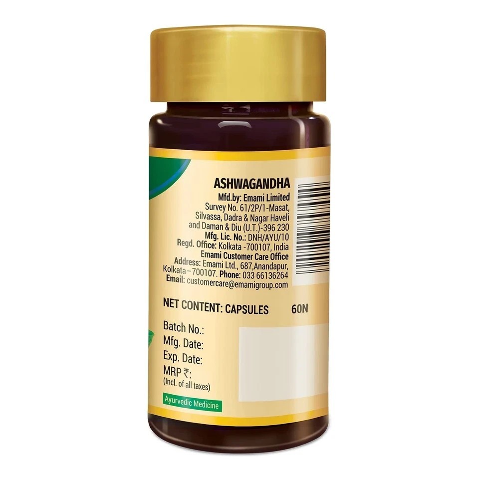 Zandu Ashwagandha Capsules Pack 2 | Immunity & Strength Boost 60×2