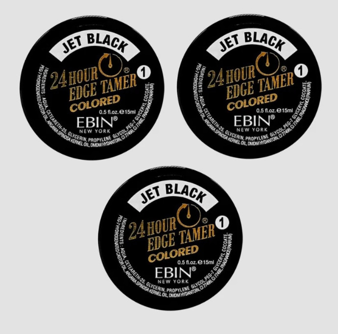 Ebin New York 24 Hour Colored Edge Tamer, 1 – Jet Black, 0.5oz (3 Pack)