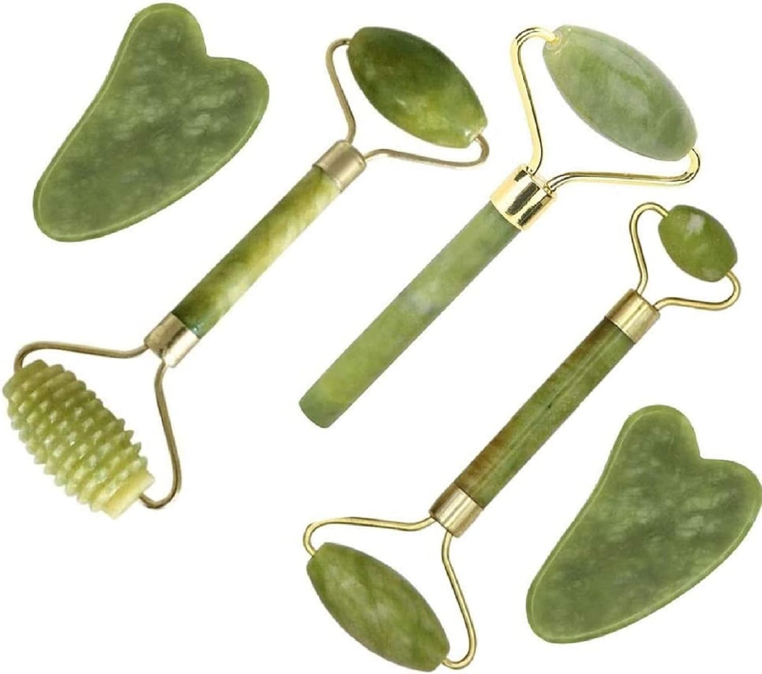 Jade Roller Gua Sha Facial Massage Set 5PCS Face Sculpting Skin Care Tool