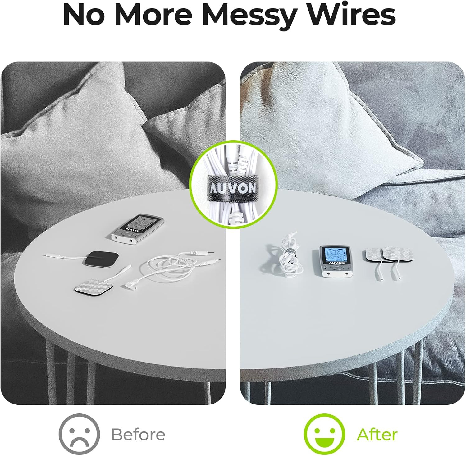 AUVON Durable Lead Wires for TENS EMS Units (2 Packs), Standard Leads with 40,00